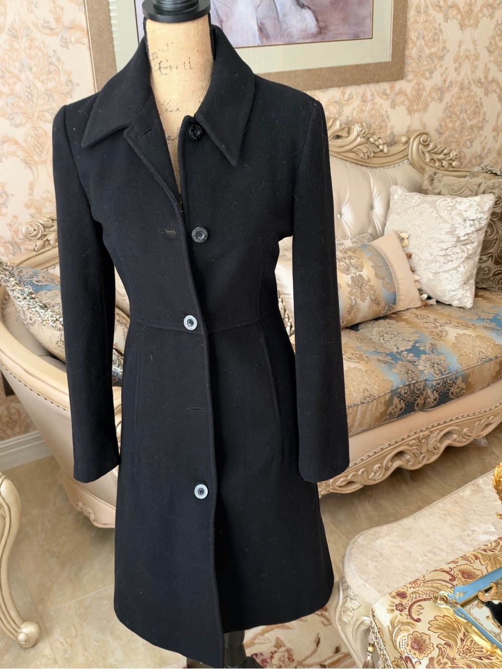 Classic Black Wool Blend Women’s Coat